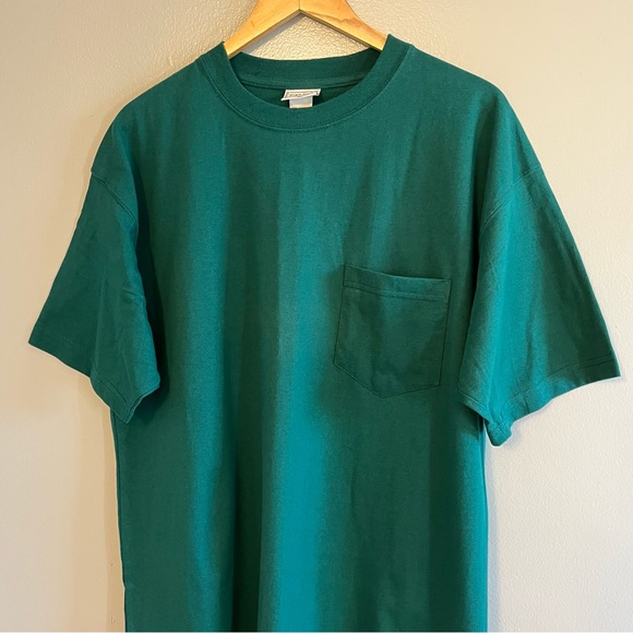 Bugle Boy Men’s Vintage Short Sleeve Green Crewneck Pocket Tee T-shirt L - Picture 2 of 12